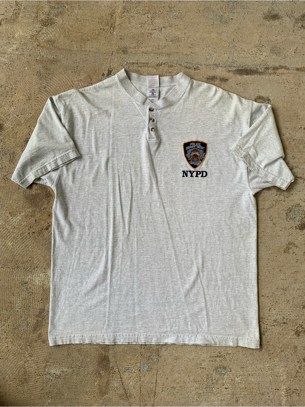 Vintage NYPD Embroidered Badge Henley T-Shirt